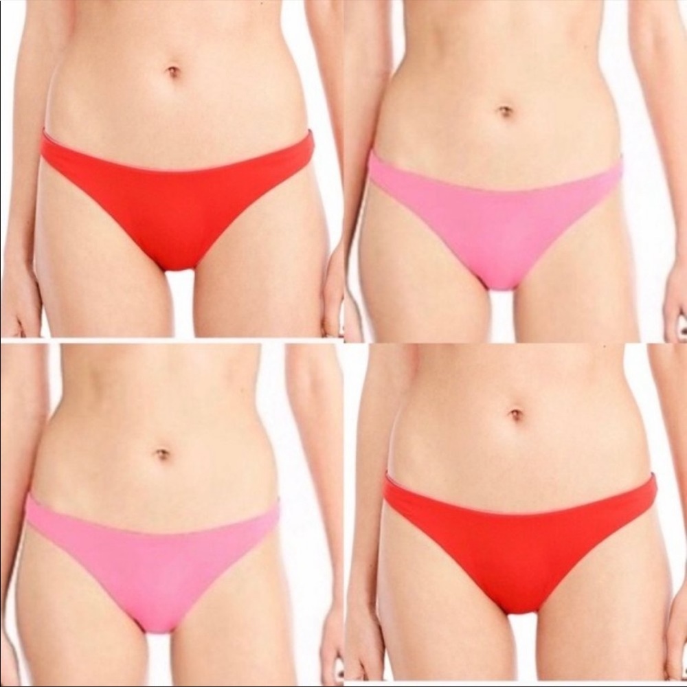 J Crew Swim Pink/Red Reversible Bikini Bottoms Size Medium